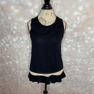 𝅺j. Crew Black Double Hem Ruffle Tank Top